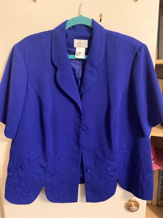 Koret Jackets & Blazers - Koret Royal Blue Short-Sleeve Embroidered Blazer